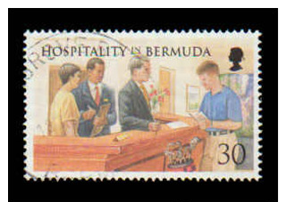 Bermuda Scott # 759, 30¢ Multicolored (1998) Golfer At Regristration Desk, Used - Bermuda