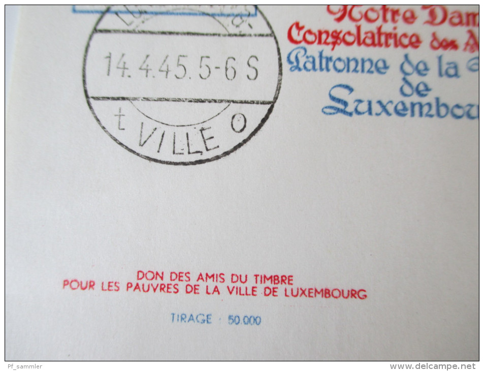 Luxembourg 14.4.1945 Sonderdruck Caritas 1945 / Patronne De La Ville De Luxembourg. Auflage Nur 50000!!! - Blocks & Kleinbögen