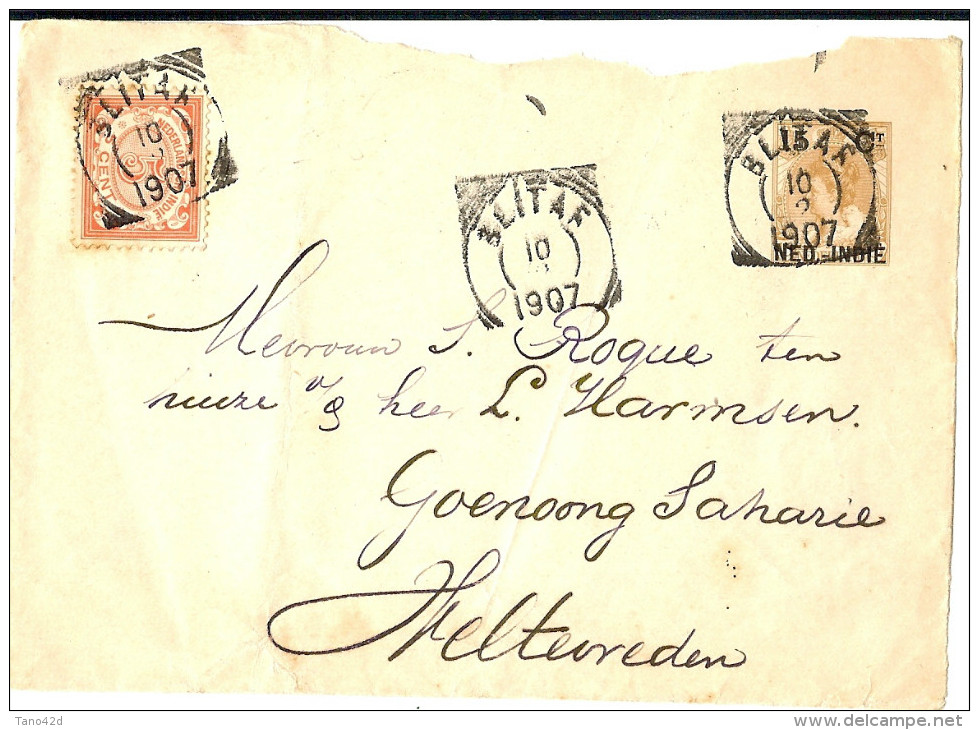 LAC5 - INDES NEERLANDAISES FRONT D'ENTIER POSTAL (ENVELOPPE)  AU DEPART DE BLITAF 10/2/1907 - Netherlands Indies