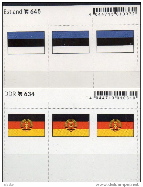 In Farbe 2x3 Flaggen-Sticker DDR+Estland 7€ Kennzeichnung An Alben Karten Sammlungen LINDNER 634+645 Flags Eesti Germany - Zubehör