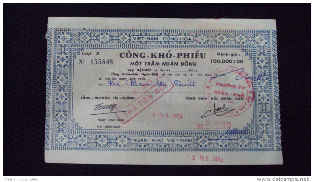 South Vietnam Viet Nam National Bond 100000 D - Zonder Classificatie