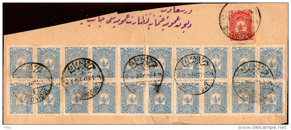 Ottoman Empire,Macedonia Bilingual Postmark: SALONIQUE 12.05.1907,Y&T#108+109,on Piece,as Scan - Briefe U. Dokumente