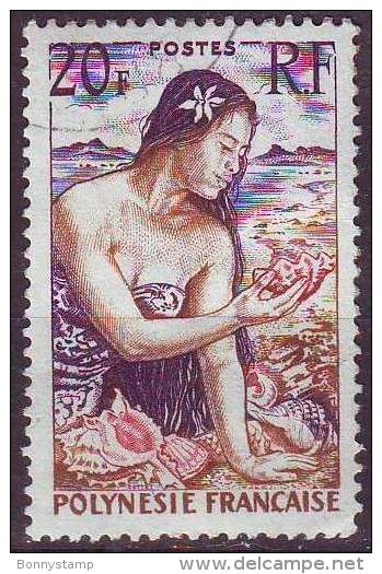 Polinesia, 1958/60 - 4f Girl With Shells On Beach, Perf. 13 - Nr.190 Usato° - Usati