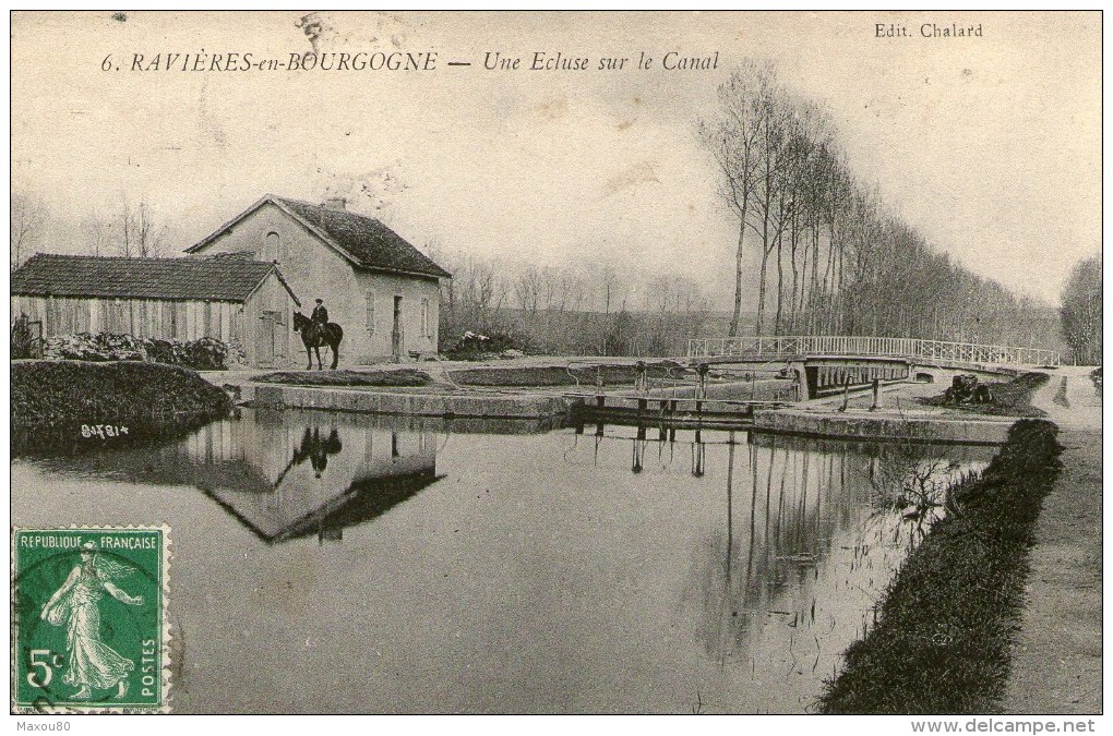 RAVIERES-en-BOURGOGNE - Une Ecluse Sur La Canal - 1915 - - Autres & Non Classés