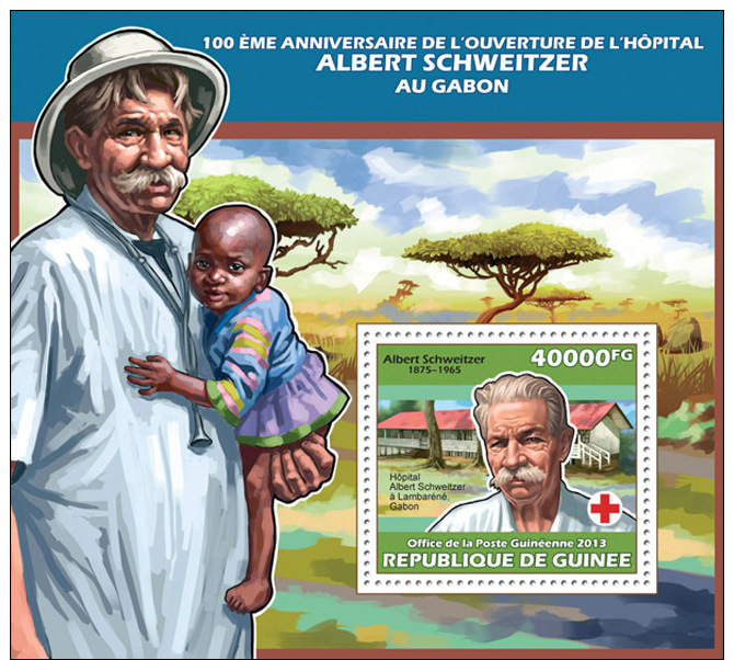 Gu13601b Guinea 2013 Albert Schweitzer Nobel Peace Prize Red Cross S/s - Albert Schweitzer