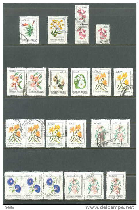 ARGENTINA FLOWERS LOT - 23 STAMPS USED - Used Stamps