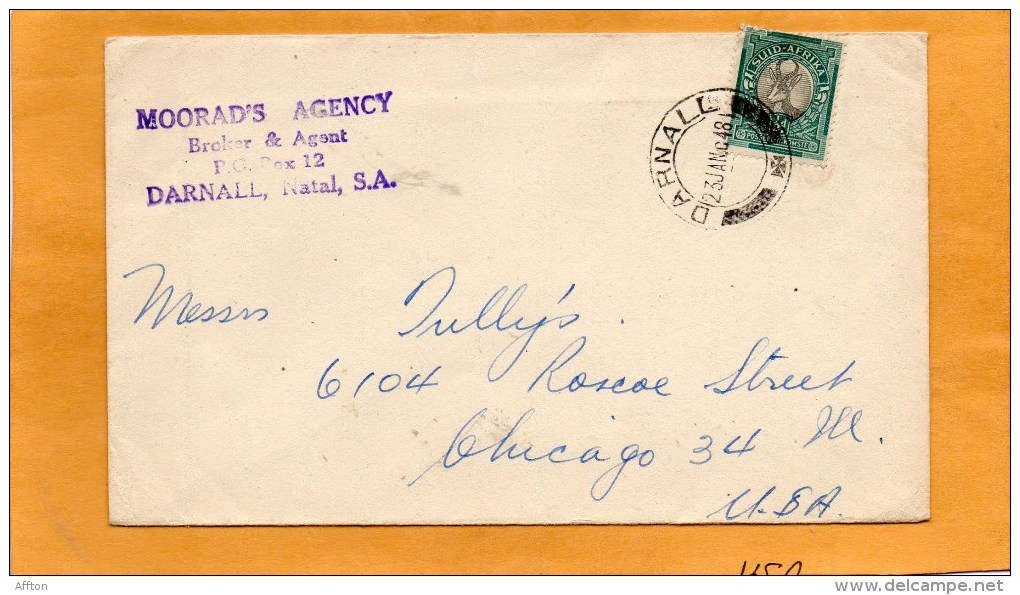 South Africa 1948 Cover Mailed To USA - Briefe U. Dokumente