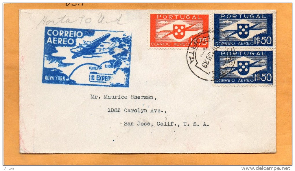 Portugal 1939 Air Mail Cover Mailed To USA - Lettres & Documents