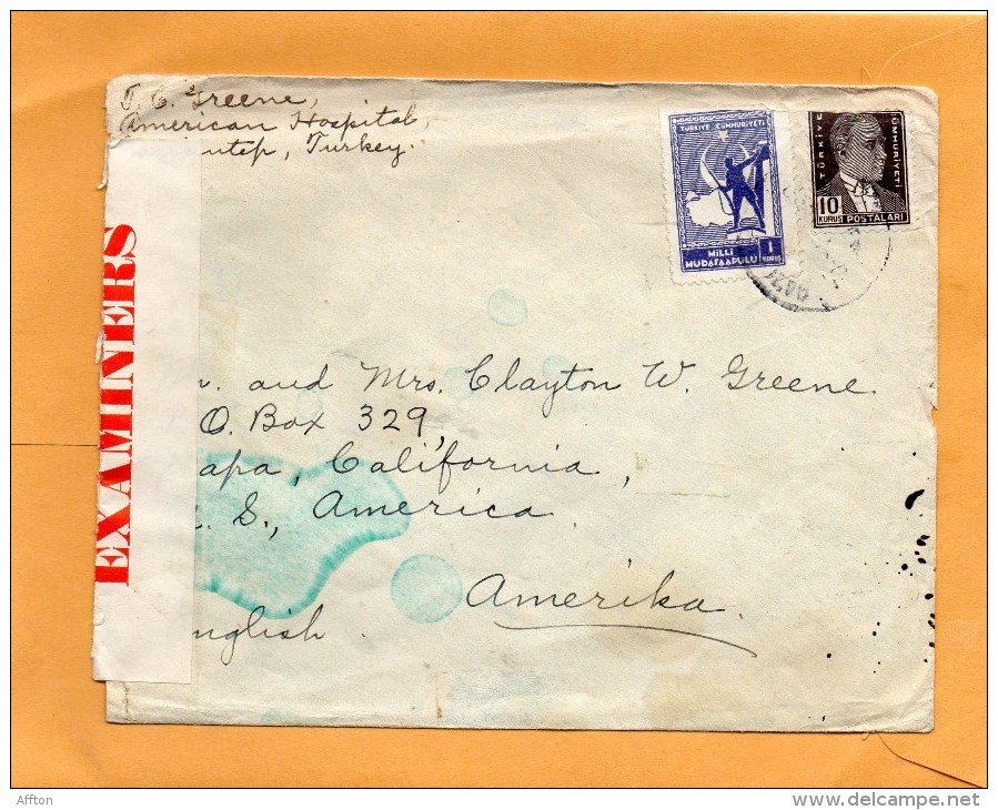 Turkey Old Censored Cover Mailed To USA - Lettres & Documents