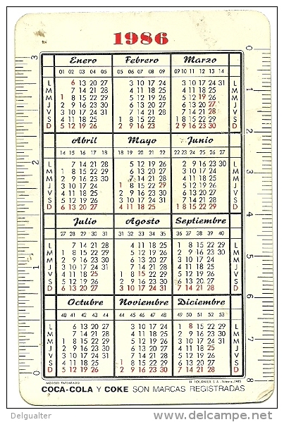 Portuguese 1986 Calendar - Coca-Cola - Small : 1981-90