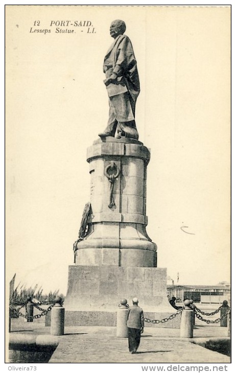 PORT SAID, Lesseps Statue - 2 Scans - Suez