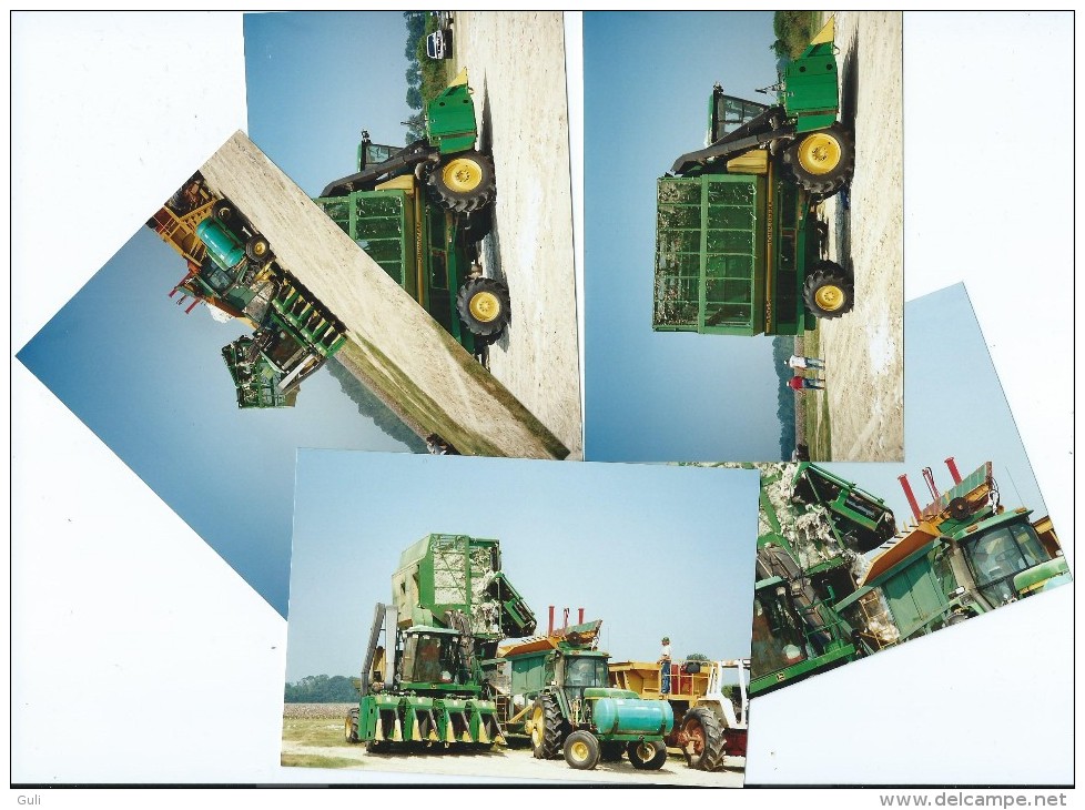 PHOTO 5 Photos Originales Récolte Du Coton En Louisianne -année 1998 (tracteur Tracteurs Récolte Agriculture Machine - Métiers