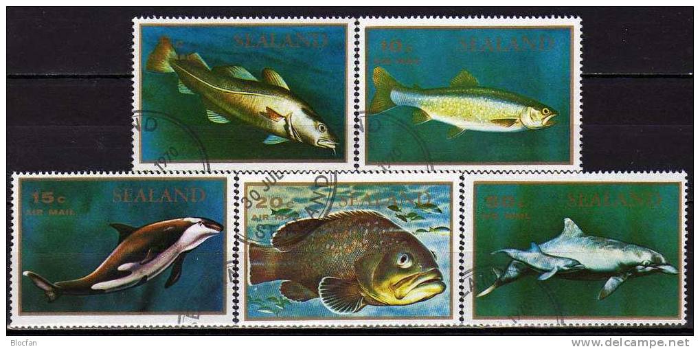 Atlantik Meereswelt 1970 British Zealand 32/6 O 12€ Wale Fische Säugetiere Regional-Marken FT Privat Fishes Set Of GB/UK - Non Classés