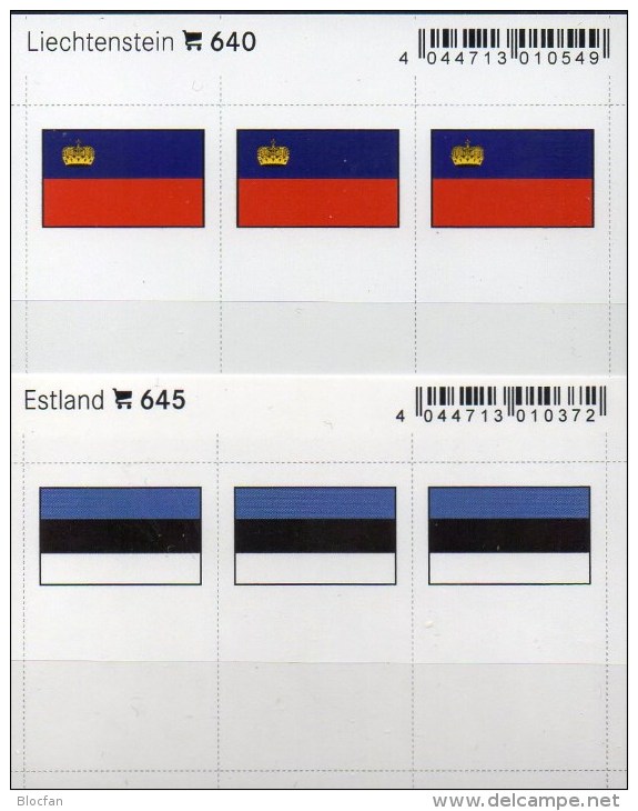 In Farbe 2x3 Flaggen-Sticker FL+Estland 7€ Kennzeichnung Alben Karten Sammlung LINDNER 640+645 Flags Eesti Liechtenstein - Zubehör