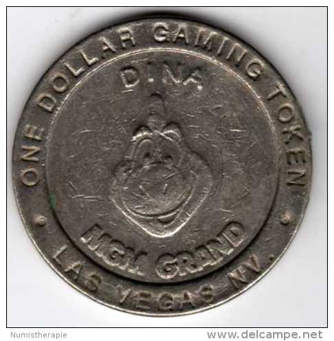 $1 Gaming Token : Jeton Casino Slot Machine : MGM Grand DINA : Las Vegas 1993 - Casino