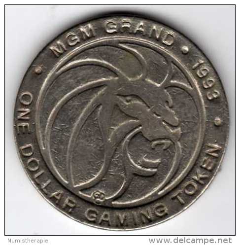 $1 Gaming Token : Jeton Casino Slot Machine : MGM Grand DINA : Las Vegas 1993 - Casino