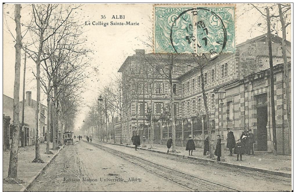 ALBI ( Tarn ) -  DEVANT LE COLLEGE SAINTE-MARIE -  1907 - Albi