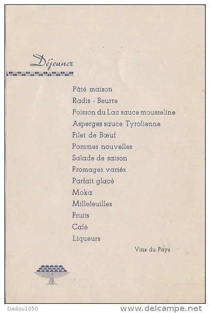 Menu 1947  Thonon Les Bains - Menükarten