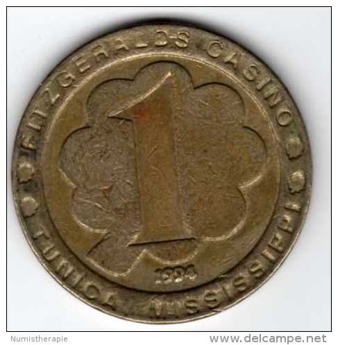 $1 Gaming Token : Jeton Slot Machine : Fitzgeralds Casino : Tunica MS 1994 - Casino