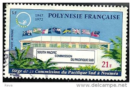 POLYNESIE FRANCAISE 25TH ANNIVERSARY OF SOUTH PACIFIC COMMISSION 21 FR STAMP ISSUED 1972 SG155  USED READ DESCRIPTION !! - Gebraucht