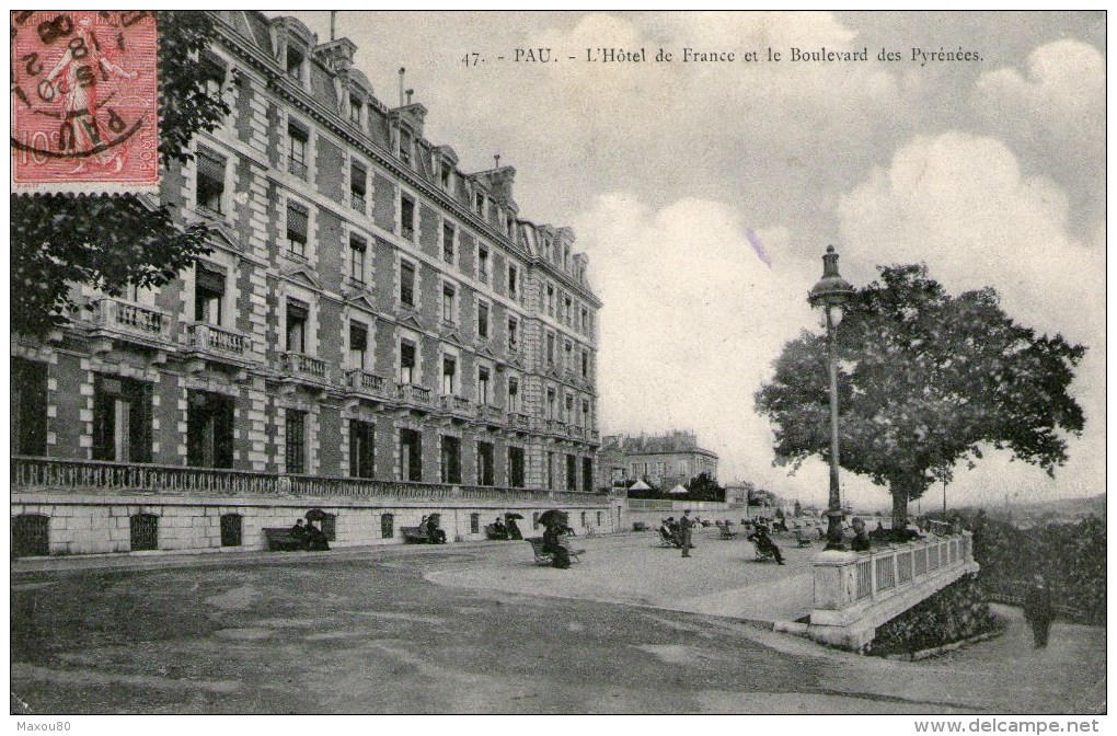 PAU - L'Hôtel De France Et La Boulevard Des Pyrénées- 1906   - - Pau