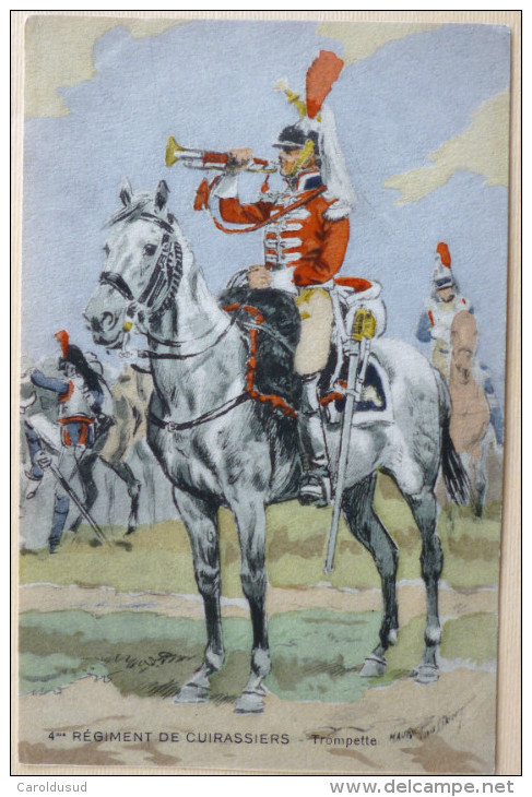 Litho Illustrateur Maurice Toussaint Militaria Soldat 4eme Regiment Cuirassiers Trompette Illustrées N° 335 - Uniforms