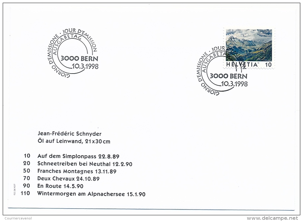 SUISSE - 11 enveloppes FDC - Peintures de Jean-Frédéric Schnyder (Leinwand) - 2 séries complètes de TP