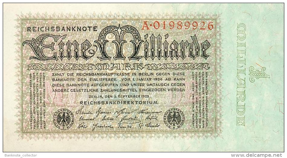 Deutschland, Germany - 1 Mrd. Mark, Reichsbanknote, Ro. 111a,  ( Serie A ) XF ( II ), 1923 ! - 1 Mrd. Mark