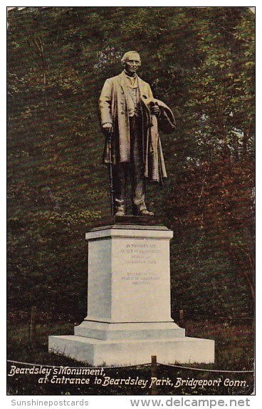 Beardsley Monument At Entrance To Beardsley Park Bridgeport Connesticut 1910 - Bridgeport