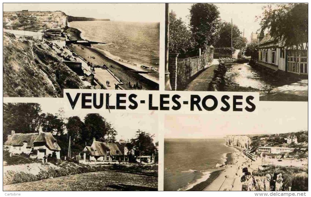 76 - VEULES-LES-ROSES - CPSM Multi-vues (4 Vues) - 1952 - Veules Les Roses