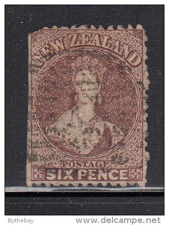 New Zealand Used Scott #36 6p Victoria, Red Brown Wmk: Large Star Perf: 12.5 - Gebraucht