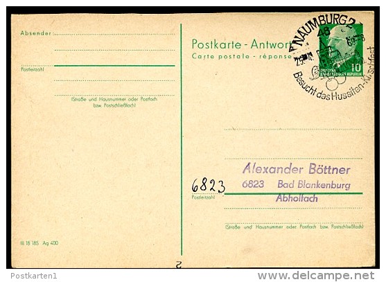 Sost. HUSSITEN-KIRSCHFEST NAUMBURG 1969  DDR Antwort-Postkarte P77A - Otros & Sin Clasificación