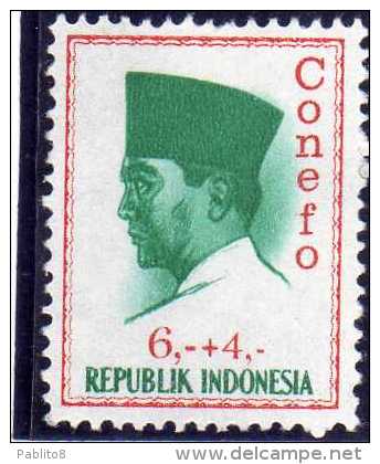 INDONESIA 1965 PRESIDENT SUKARNO SURCHARGED 1964 CONEFO 6 R + 4 MNH - Indonesia
