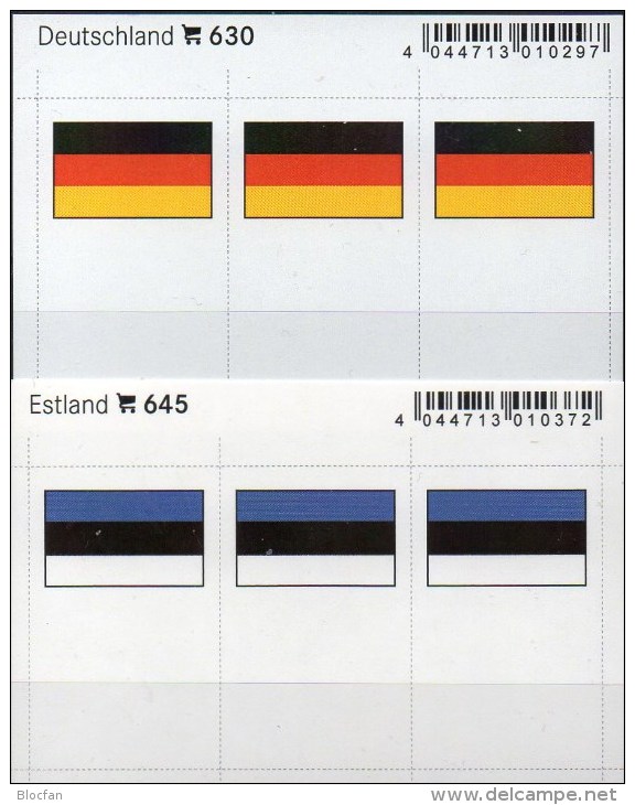 2x3 In Farbe Flaggen-Sticker Estland+BRD 7€ Kennzeichnung An Alben Karten Sammlungen LINDNER 645+630 Flags Germany Eesti - Non-classés