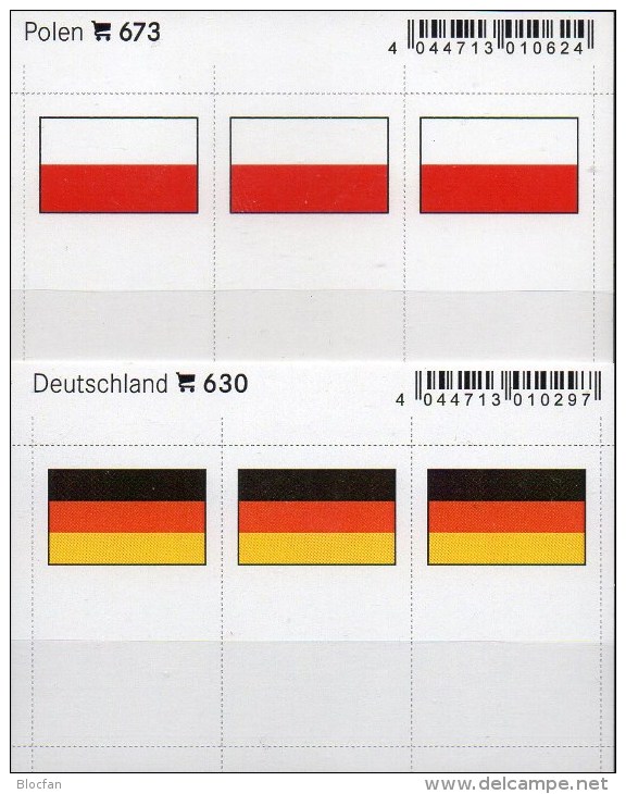 2x3 In Farbe Flaggen-Sticker Polen+BRD 7€ Kennzeichnung Von Alben Karten Sammlungen LINDNER 673+630 Flags Germany Polska - Non Classificati