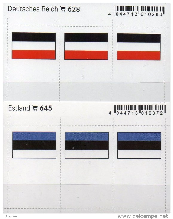 2x3 In Farbe Flaggen-Sticker Estland+3.Reich 7€ Kennzeichnung Alben Karten Sammlungen LINDNER 645+628 Flag Germany Eesti - Non Classificati