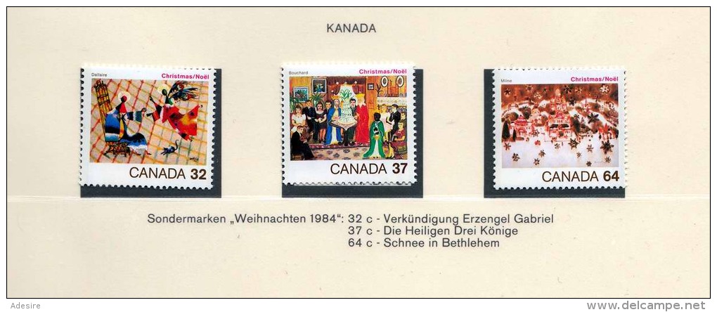 KANADA 1984, 32+37+64c ** Weihnachts Sondermarken - Errors, Freaks & Oddities (EFO)