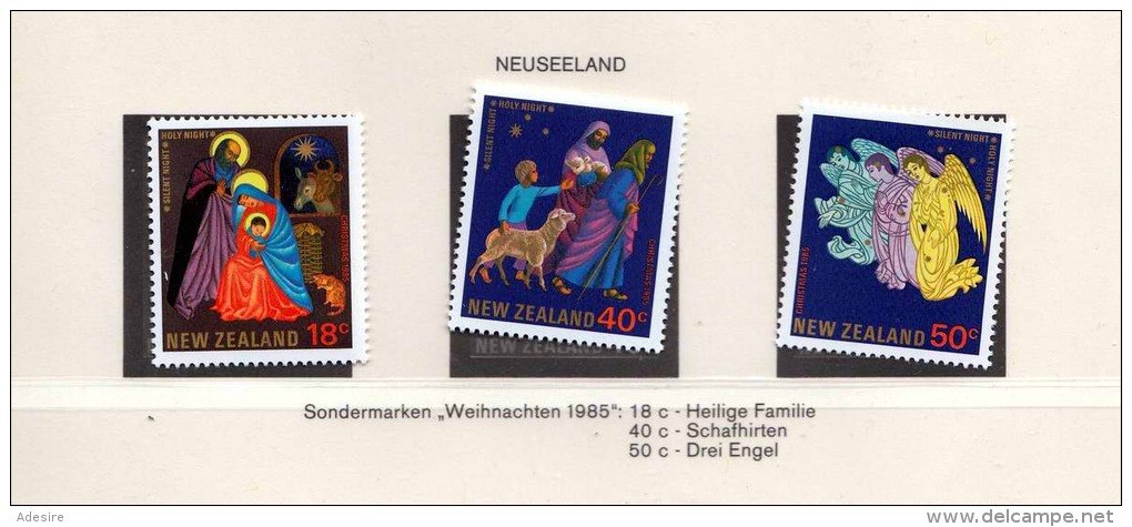 NEUSEELAND 1985, 18+40+50c ** Weihnachts Sondermarken - Errors, Freaks & Oddities (EFO)