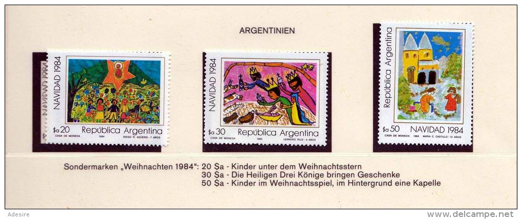 ARGENTINIEN 1984, 20+30+50Sa ** Weihnachts Sondermarken - Sonstige & Ohne Zuordnung