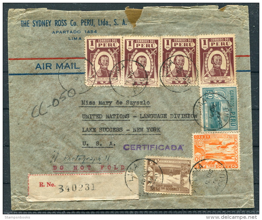 1946 Peru Lima Registered The Sydney Ross Company Cover - United Nations Language Division, Lake Success. New York, USA - Peru