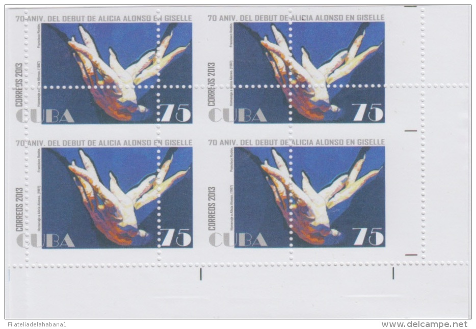 2013.69 CUBA 2013 MNH. PERFORATION ERROR. BALLET 70 ANIV DEL DEBUT DE ALICIA ALONSO. ERROR DE PERFORACION - Imperforates, Proofs & Errors