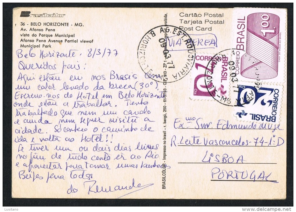 BELO HORIZONTE AV. AFONSO PENA BRASIL USED STAMPS TIMBRE ( 2SCANS) - Belo Horizonte