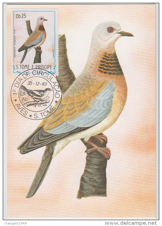 S. TOME E PRINCIPE  1983  Birds  CURUCUCO  Maximum Card # 55817 - Songbirds & Tree Dwellers