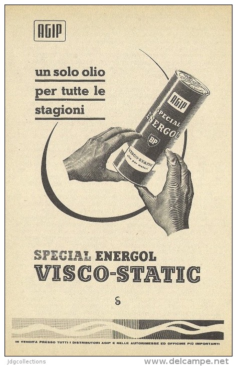 # AGIP ENERGOL OIL 1950s Car Italy Advert Pub Pubblicità Reklame Huile Olio Aceite Ol - Altri & Non Classificati