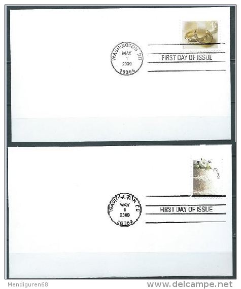 VERINIGTE STAATEN ETAS UNIS USA 2009 Wedding Rings&Cake 2 FDC USED SC 4397-98 YT 4157-58 MI 4491-92 SG 4950-51 - 2001-2010