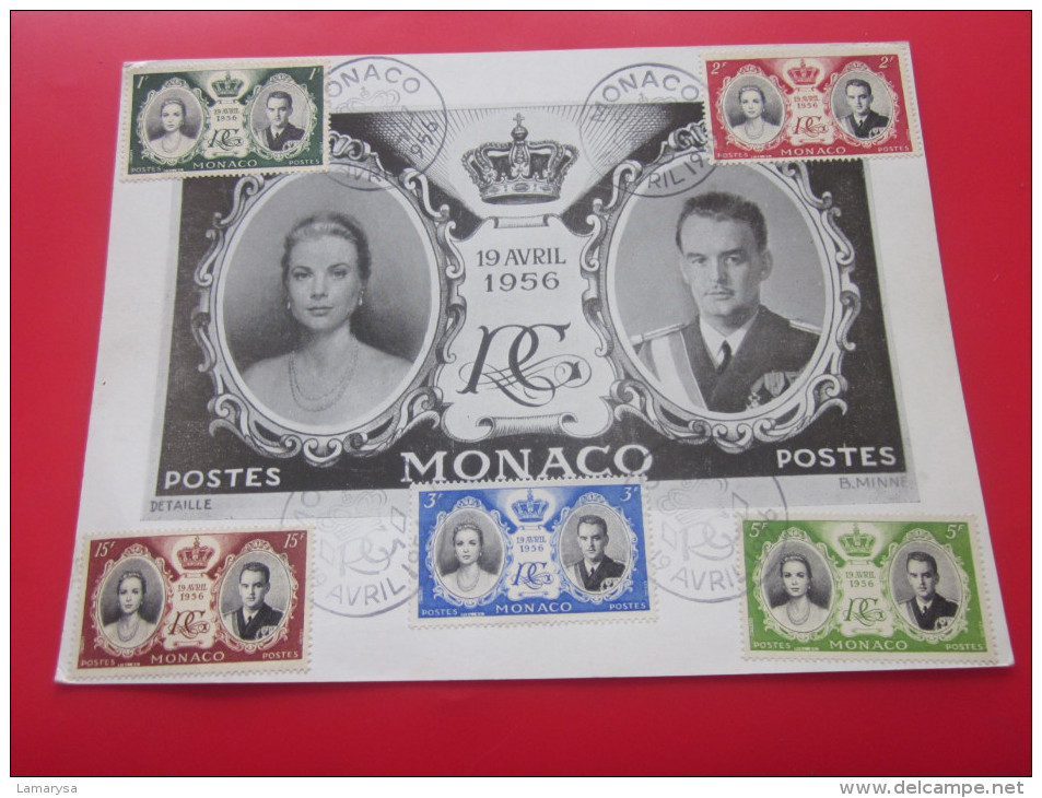 Carte Postale Grand Format 19 Avril 1956 Mariage Du Prince Rainier De Monaco De La Princesse Grâce Kelly Cinq Timbres - Andere & Zonder Classificatie