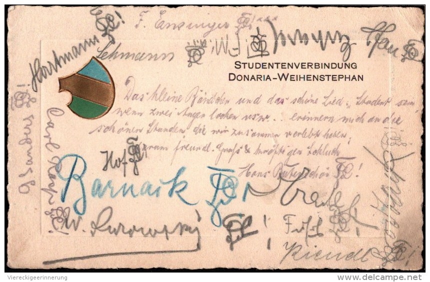 ! 1913 Seltene Karte Der Studentenverbindung Donaria Weihenstephan, Freising, Studentenkarte, Studentika, Couleurkarte - Escuelas