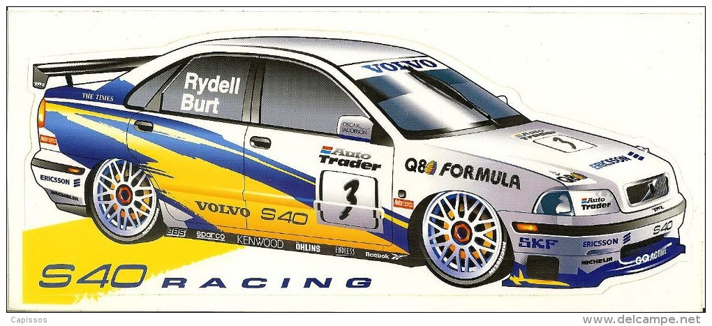 BTCC 1997 Rydell-Burt Volvo S40 Autocollant 8,2x19 Cm +Décalcomanie 9x20,7 Cm - Automobile - F1