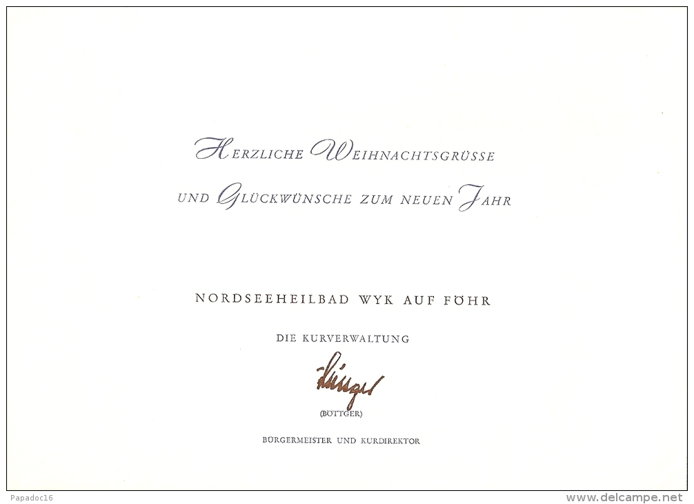 D - SH - Neujahrkarte Norseeheilbad Wyk Auf Föhr (Bürgermeister 1967) - Ill. : Karte "Ambt Tondern" 1678 - Föhr