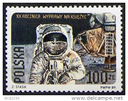 POLAND 1989 20TH ANNIVERSARY OF APOLLO 11 FIRST MOON LANDING - MAN ON MOON NHM Space Cosmos USA Eagle - Europe